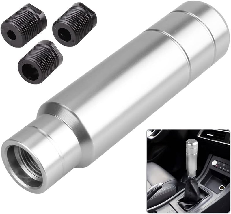 BARTOO Aluminum Weighted Manual Shift knobs, Long Stick Shift Knob Gear Shifter Knobs, Car Accessories Lever Cover Head Universal Shifter Knobs with 3 Threaded Adapters (Titanium Color) - Image 1